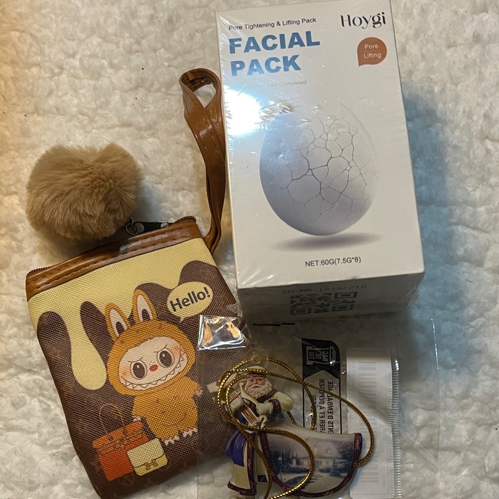 Brown Cartoon Key & Card Holder with Pom Pom